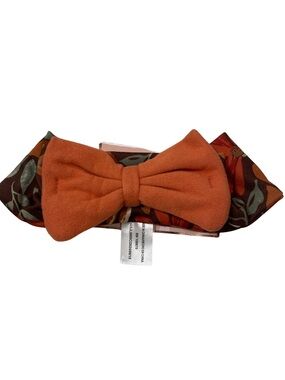 Rust Orange Bow Headband with Floral Band